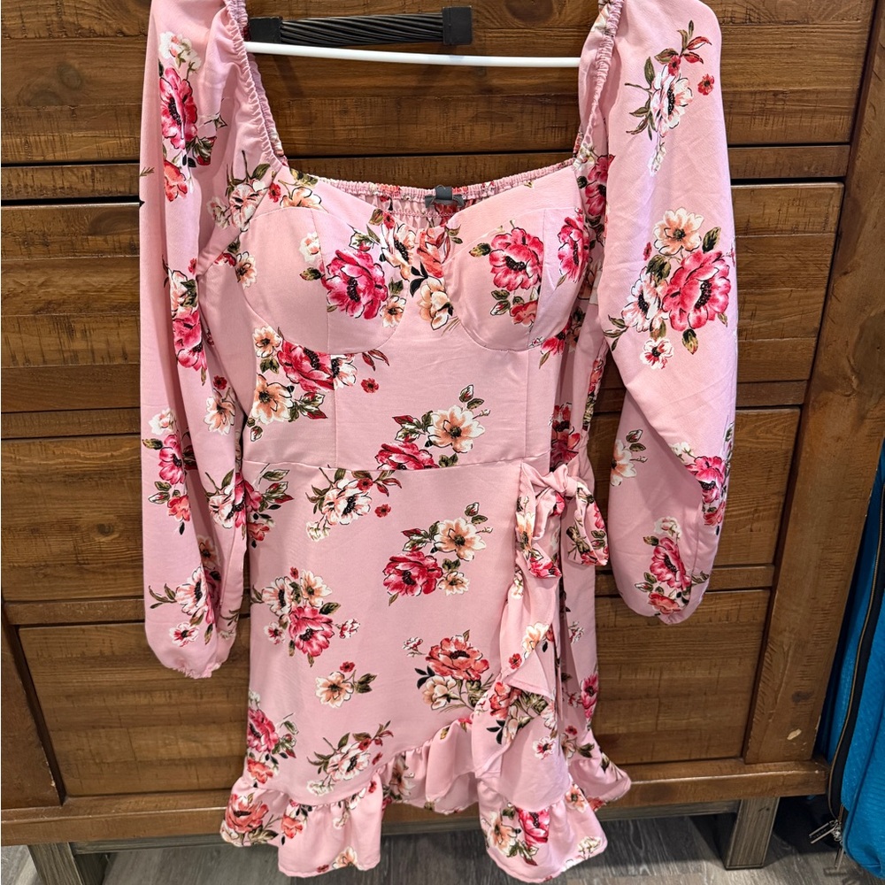 Floral Pink Long Sleeve Dress